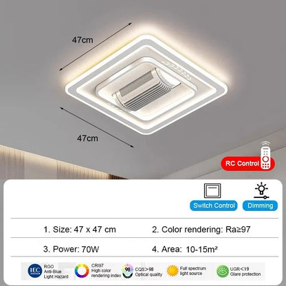 Invisible leafless LED ceiling fan light bedroom hotel remote control hanging lamp