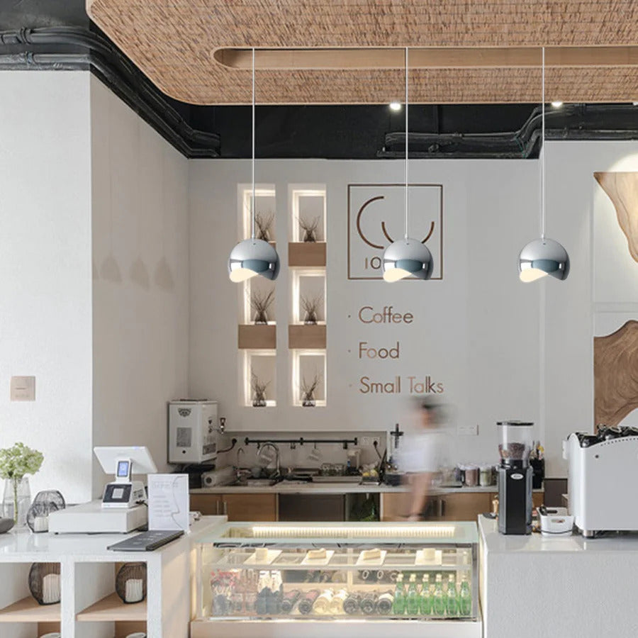 Nordic Plating Sliver Globe Ball Mirror Pendant Lights E27 Iron Hanging Lamp