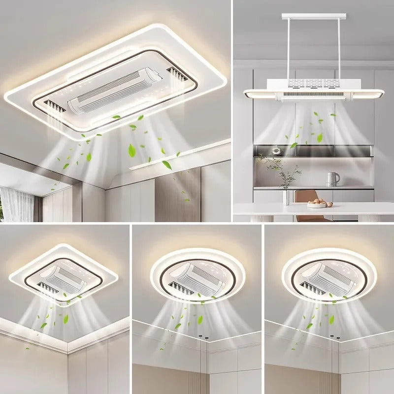 Invisible leafless LED ceiling fan light bedroom hotel remote control hanging lamp