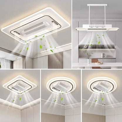 Invisible leafless LED ceiling fan light bedroom hotel remote control hanging lamp