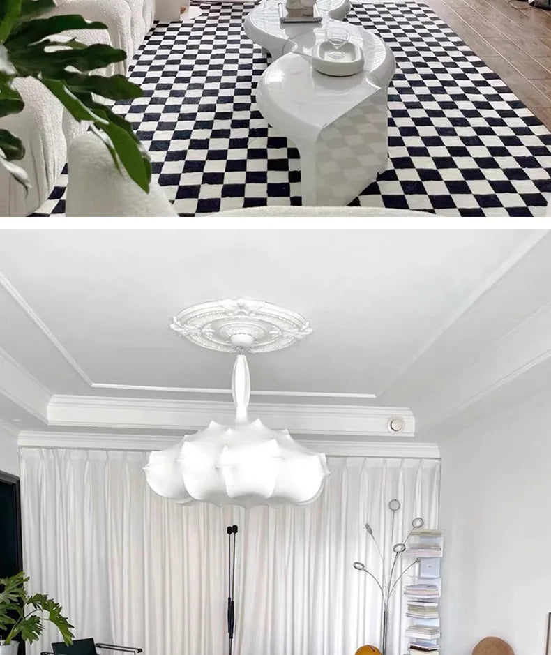 Modern Japanese Wabi Sabi Silk Pendant Lamp Living Dining Room Bedroom Ceiling Chandelier