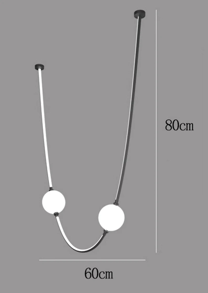 Postmodern glass ball chandelier nordic led curve light Dimmable staircase lamp