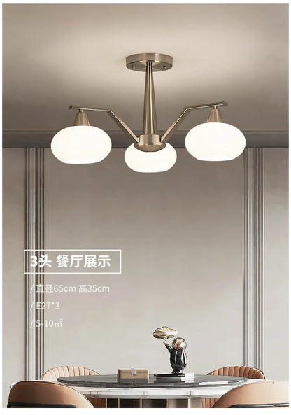 Modern silver chandelier Metal milky white glass lampshade Living Room pendant lamp
