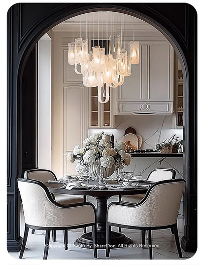 Nordic Cream Style Glass Pendant Lamp Luxury stair chandelier