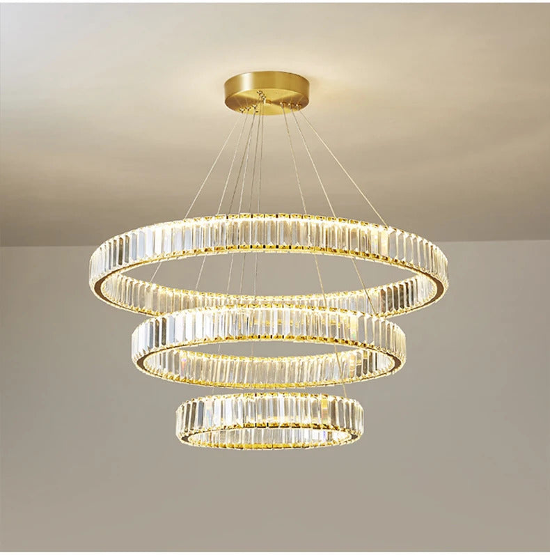 Luxury Crystal LED Pendant Lights Home Villa Living Room Dimmable Lighting Lustre Decoration Ceiling Chandelier Lamps Fixtures