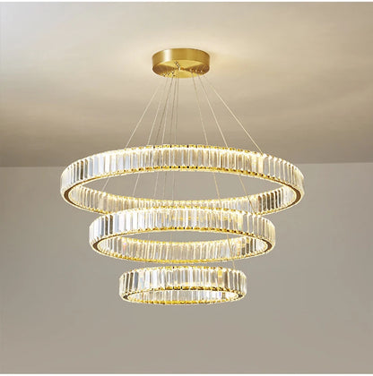 Luxury Crystal LED Pendant Lights Home Villa Living Room Dimmable Lighting Lustre Decoration Ceiling Chandelier Lamps Fixtures