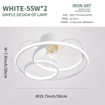 Modern simple LED Ceiling Fan Lamp with remote control Dining Room Bedroom Indoor lighting