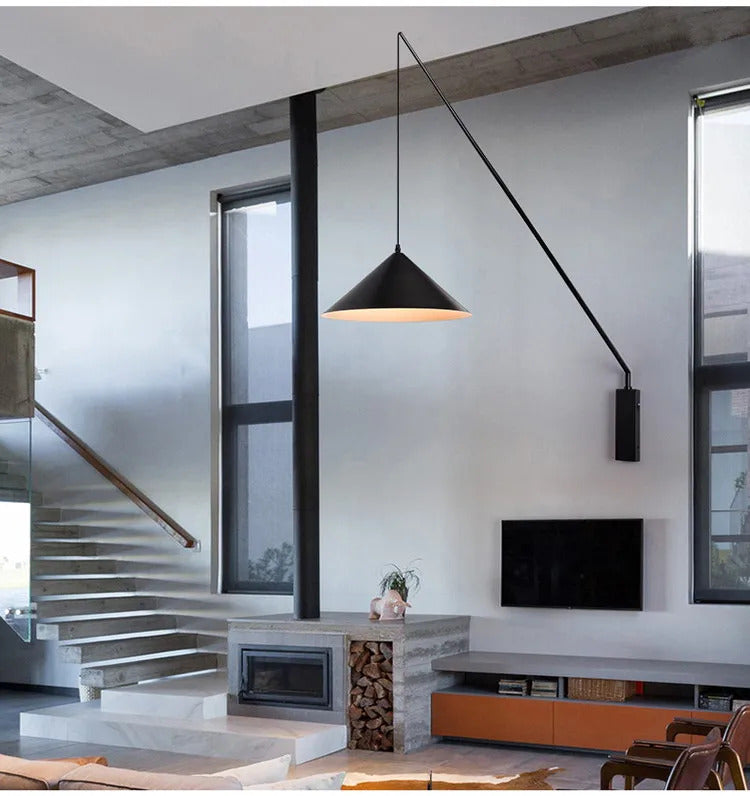 Nordic black Fishing simple Wall lamp Swing long Arm wall light loft sconce lighting