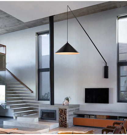 Nordic black Fishing simple Wall lamp Swing long Arm wall light loft sconce lighting