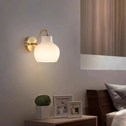 French vintage Cream Glass chandelier Nordic ring Calabash pear pendant lamp