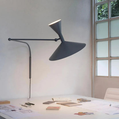 Marseille Wall Lamp White Black Metal Trumpet Swing Arm Sconce Lamp