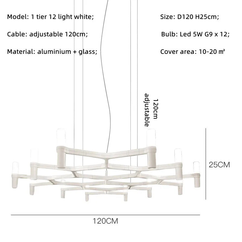 Crown Major Chandelier Nordic Tube Silver Chandelier Modern Led Luxury Chandelier