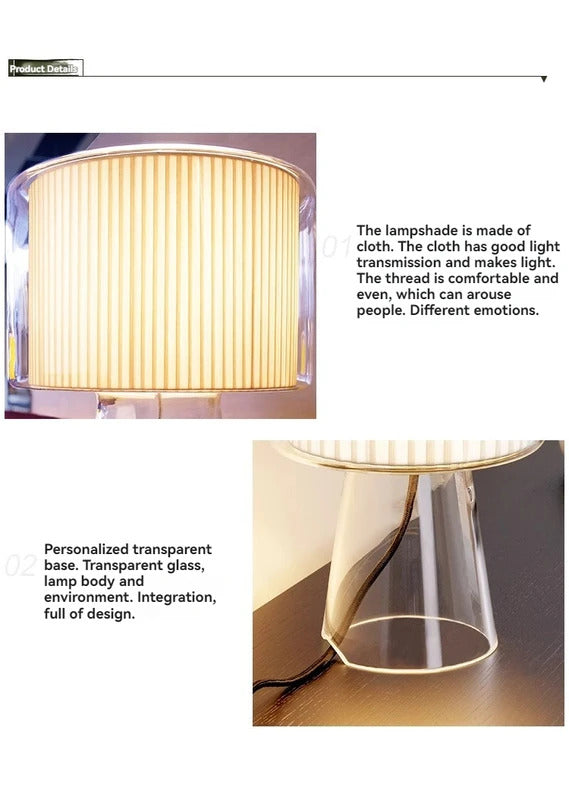 Mercer Glass Led Table Lamp, Postmodern Designer Glass Bedside Table Light, Nordic Bedroom Table Lights For Living Room Sofa