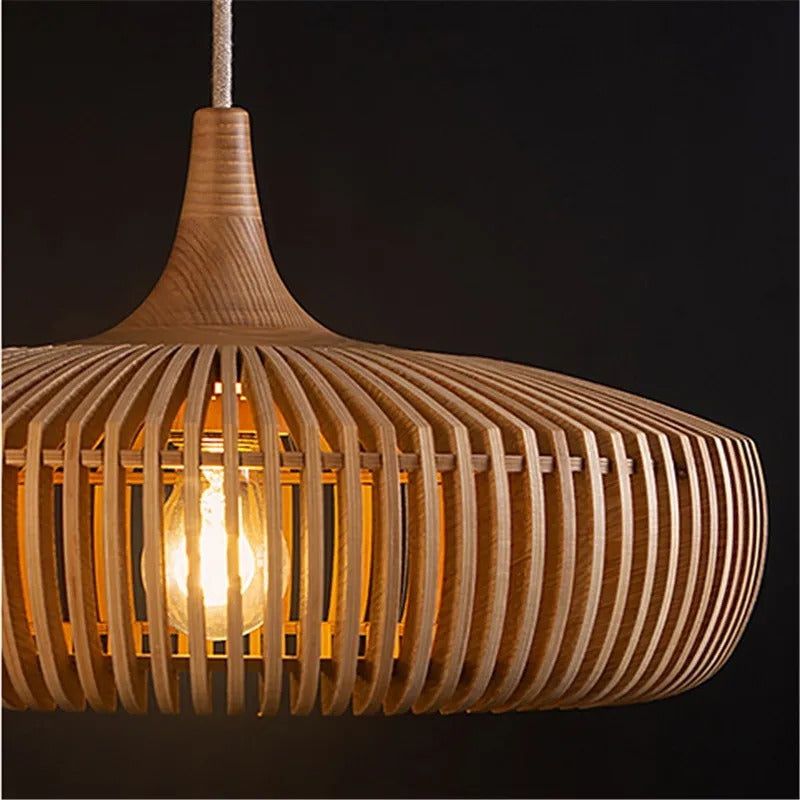 Clava Dine log Wood Pendant lamp birdcage denmark designer lamp for Dining Room Study Living Room Table Decoration loft lamp