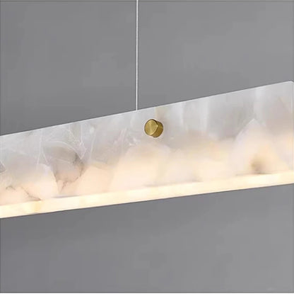 Luxury Linear Pendant Light LED Minimalist Natural Marble Chandelier Hanging Ceiling Fixtures for Kitchen Island Dining Room Bar