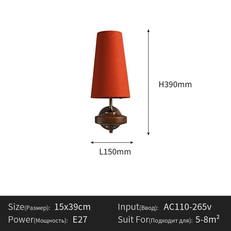 French Vintage Solid Wood Wall Lamp Luxury Retro Bedside sconce light