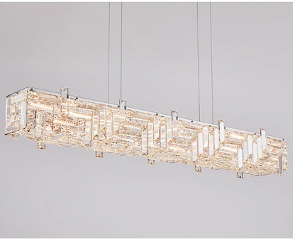 Modern crystal long strip chandelier Luxury Gold  Kitchen island Pendant lamp