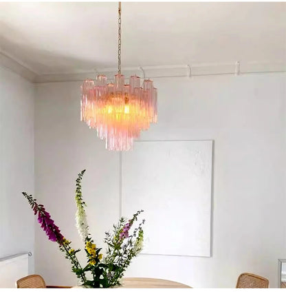 Modern Pink Glass Chandelier Designer Texture Glass Chandelie