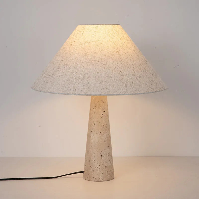 Yellow Travertine Fabric Art Table Lamp Japanese Stone Table Lamp