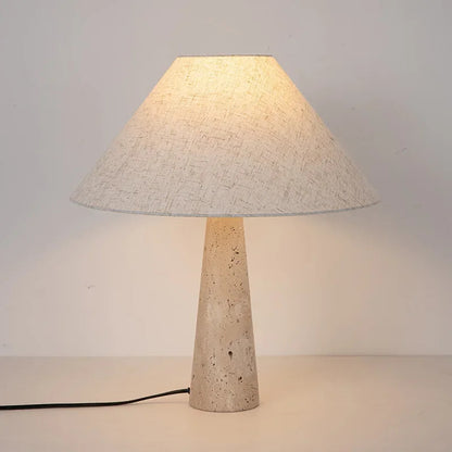 Yellow Travertine Fabric Art Table Lamp Japanese Stone Table Lamp