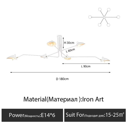 Designer Spider Serge Mouille Ceiling Lamp Black Industrial Ceiling Chandelier