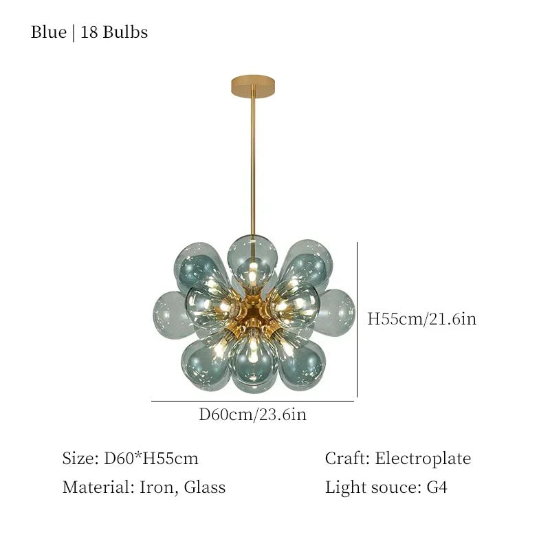 Our blue bubble Chandelier dining table light fixtures