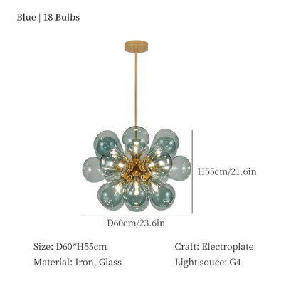 Our blue bubble Chandelier dining table light fixtures
