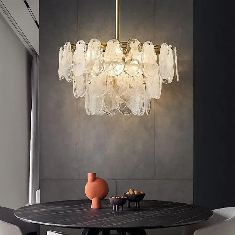 Nordic Luxury Glass Pendant Lamp Metal Crystals LED Chandeliers