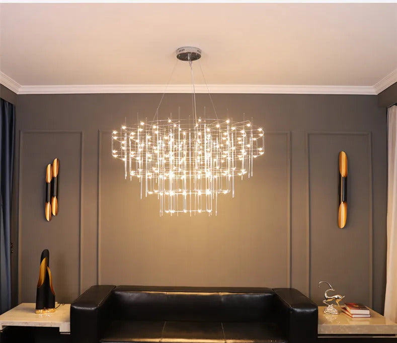 Luxury Stainless Steel Chandelier Modern Chrome LED Firefly Ceiling Chandelier