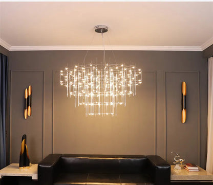 Luxury Stainless Steel Chandelier Modern Chrome LED Firefly Ceiling Chandelier