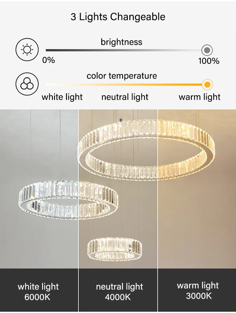 Luxury Crystal LED Pendant Lights Home Villa Living Room Dimmable Lighting Lustre Decoration Ceiling Chandelier Lamps Fixtures