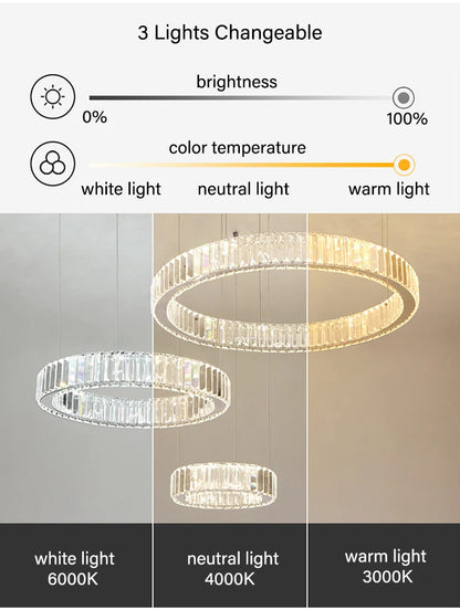 Luxury Crystal LED Pendant Lights Home Villa Living Room Dimmable Lighting Lustre Decoration Ceiling Chandelier Lamps Fixtures