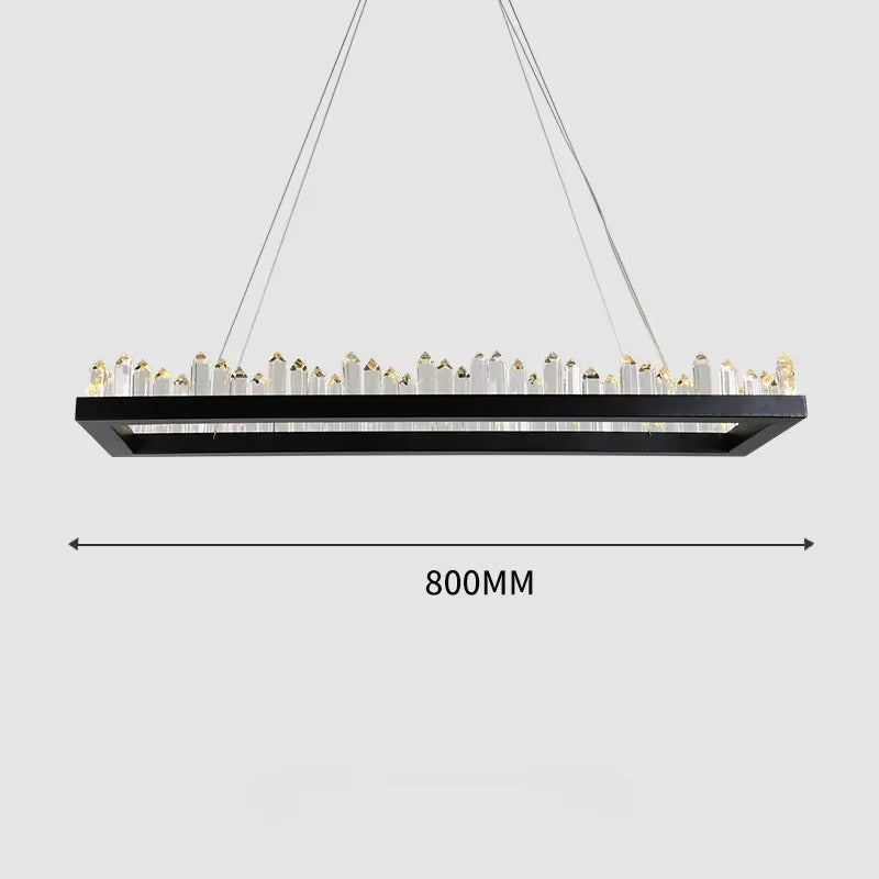 Modern Luxury Crystal Ring chandeliers Round black golden pendant lamp LED hanging light