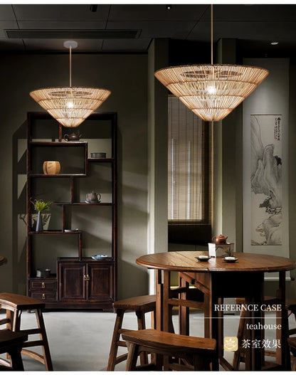 Nordic Umbrella Rattan Pendant Light Wabi sabi pendant lamp