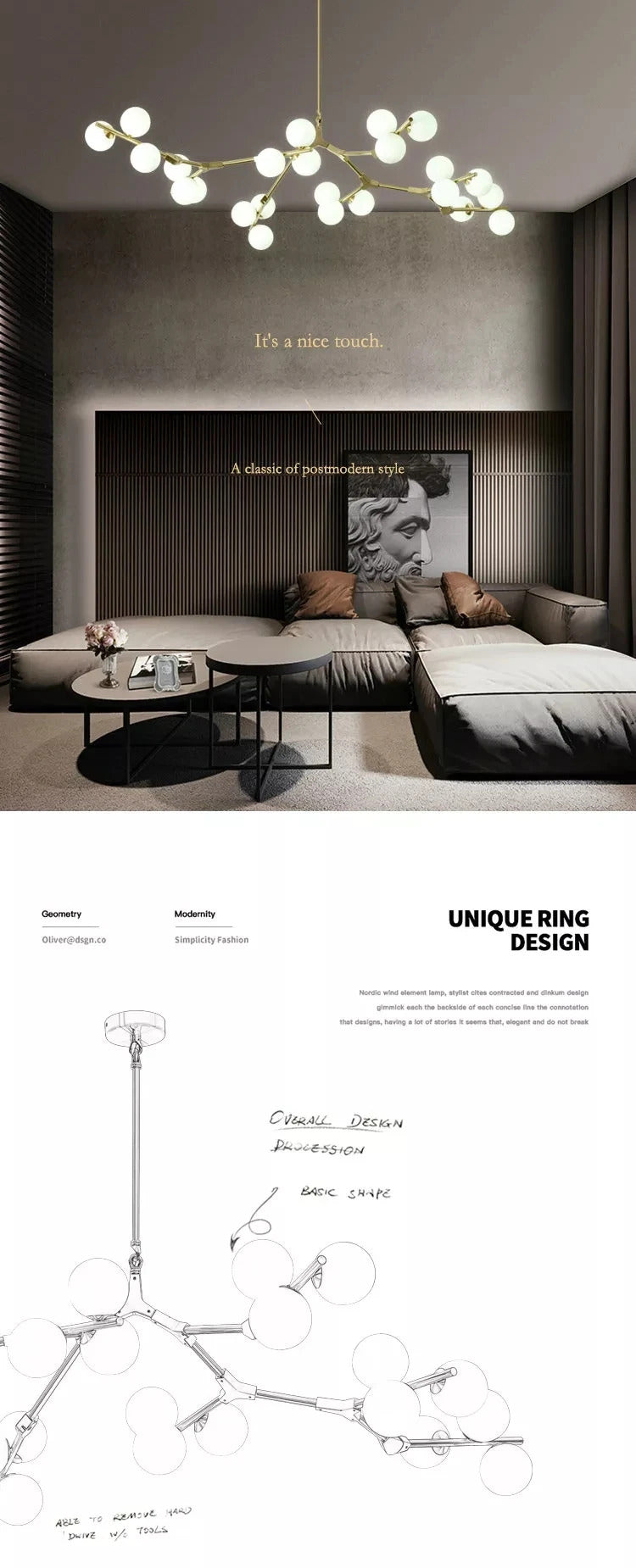 Nordic tree branch ball chandelier Modern white glass ball Led Pendant lights