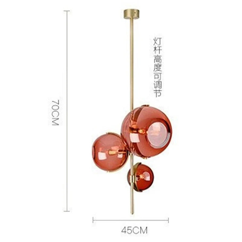 Nordic red glass globe chandelier restaurant shop modern italian design lamp