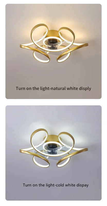 Modern simple LED Ceiling Fan Lamp with remote control Dining Room Bedroom Indoor lighting