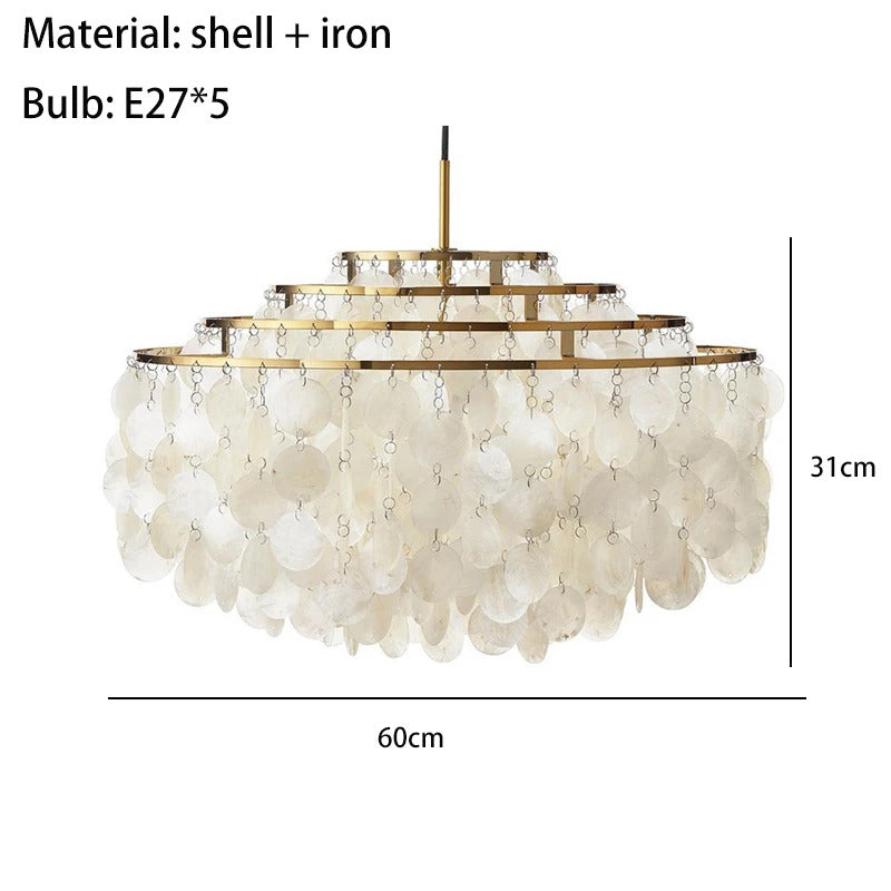 Real Shell Pendant Lights Gold Chrome Metal Romantic Beautiful Hanging Lamp Euphonious Voice E27 For Foyer Bedroom Dining Room