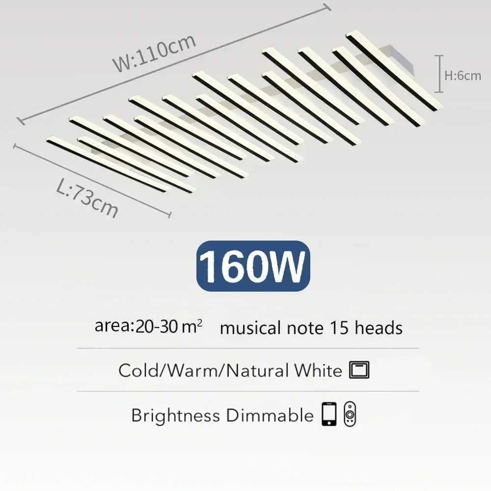 Art Fishbone Line Acrylic LED Ceiling Lamp Living Room Bedroom Lighting