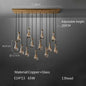 Luxury All Copper LED Pendant Light Modern Water drop Glass chandelier
