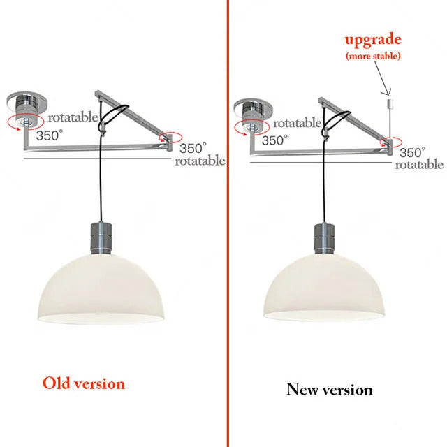 Bauhaus Telescoping Pendant Light Nordic Rocker Arm Movable swing hanging Lamps