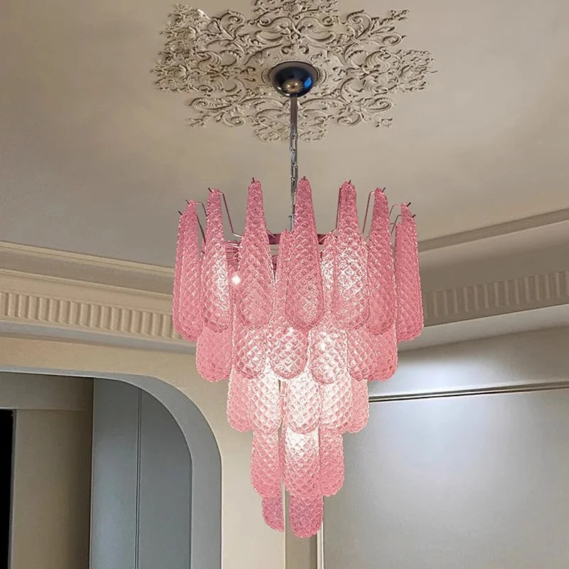 Colorized Glass Leaf Hanging Lamp