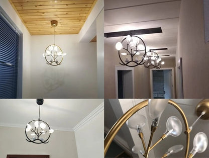 Hand-made wood pendant lamp home decoration E27 cage pendant light