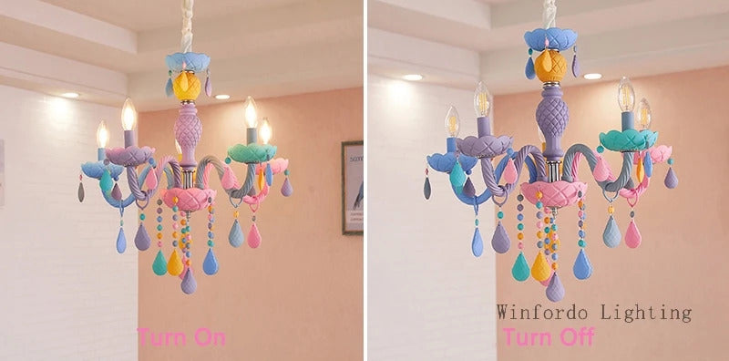 European Children rainbow chandelier Bedroom Princess room kawaii light