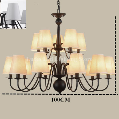 Ameican Black Rustic Chandelier Hotel Salon Hanging Lamp