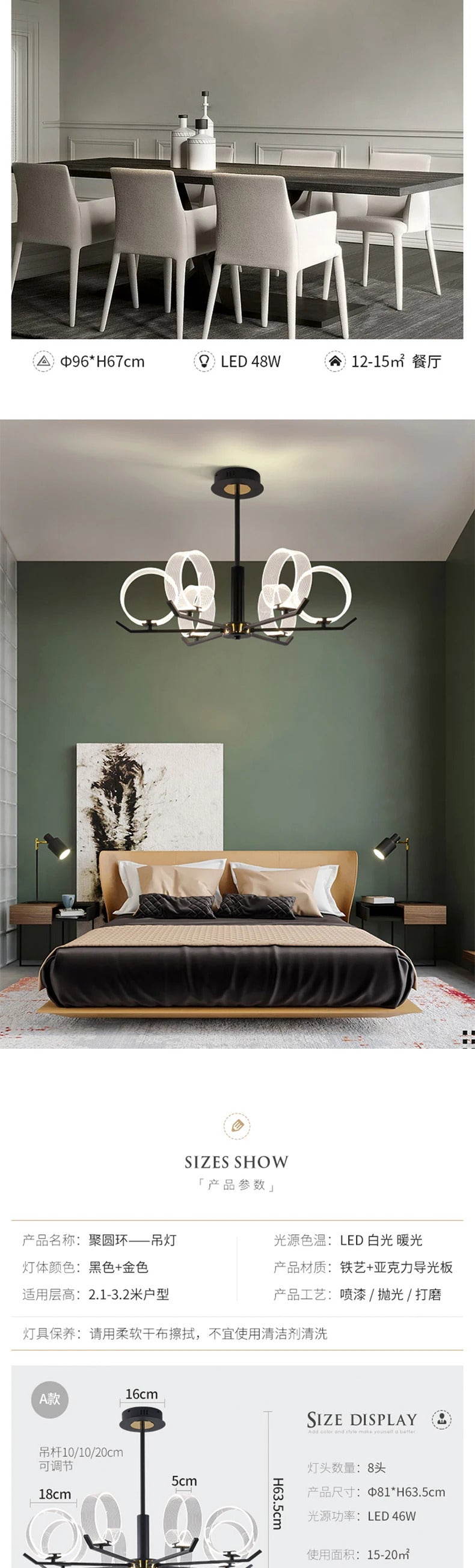 Acrylic LED Chandeliers modern retro lamp hanging