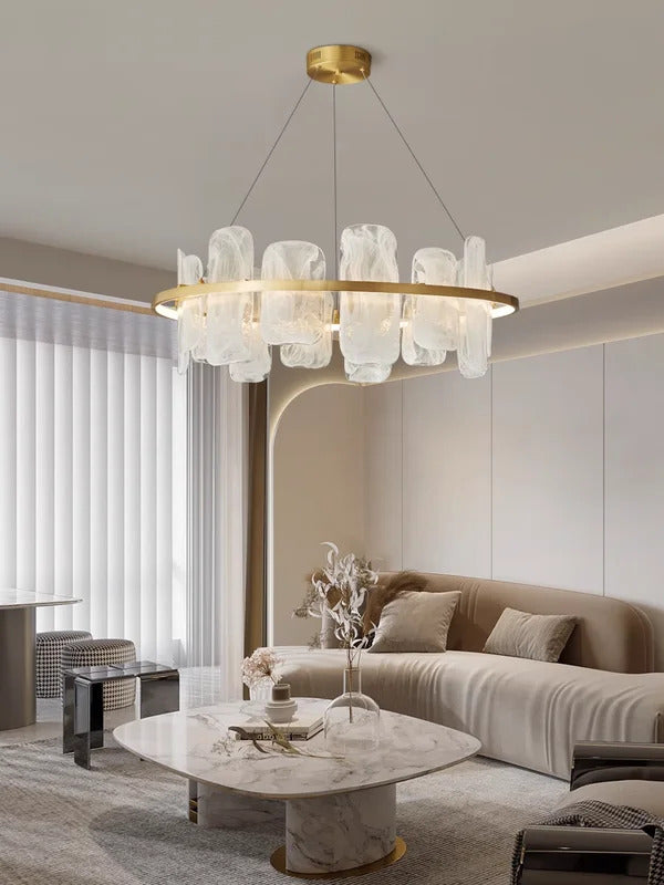 Modern Luxury crystals Ring Chandelier Italian designer glass golden pendant light