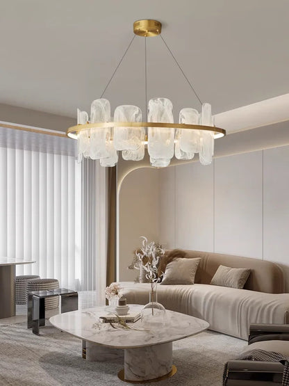 Modern Luxury crystals Ring Chandelier Italian designer glass golden pendant light