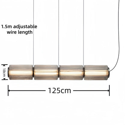 Restaurant Long Stripe Pendant Light Smoke Gray Glass Lampshade Nordic Led Hanging Light Living Dining Room Decor Pendant Lamp