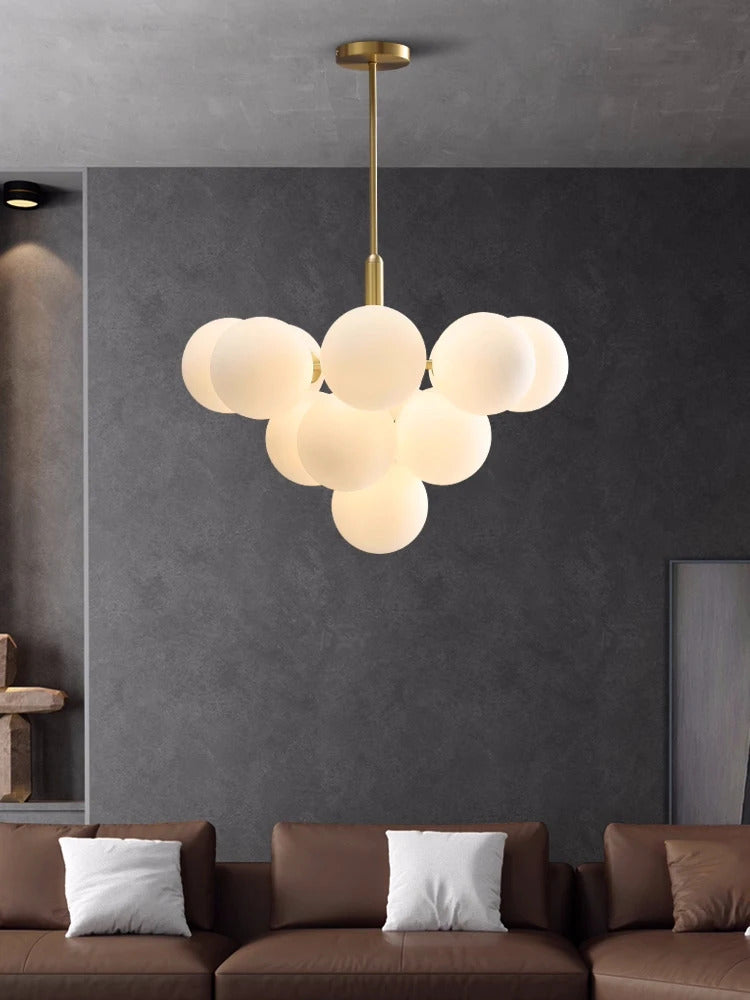 Nordic Luxury Glass Chandelier LED Pendant Lights Ceiling Suspension Hanging Lamp Fixture for Living Room Bedroom